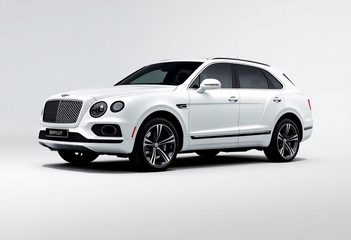 Bentley Bentayga, SUV de luxe blanc, vue de profil